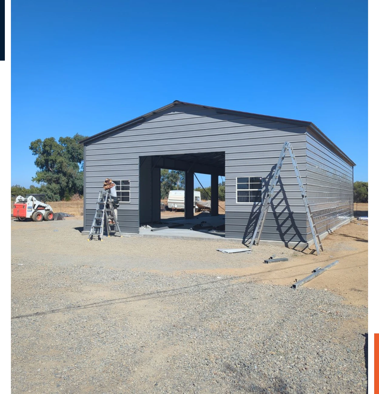 Metal building under construction